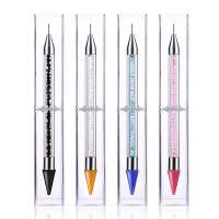 Nail Art Drill Dotting Pen Crayon Stainless Steel nail beauty Manicure Tool Double Head Point Drill Wax Head Pen