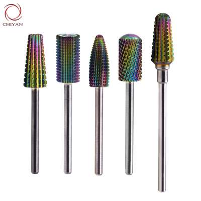 2020 Hot Sale Carbide Nail Bits Professional Nail Drill Bit Electric Nail File Drill Bit New Rainbow Coating Bit